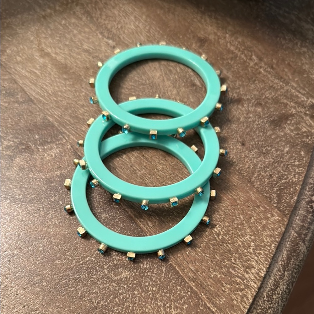 Turquoise and Gold Studded Bangles